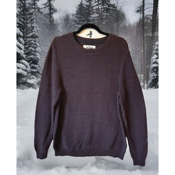 Urban Pipeline Sweater Size XL Crewneck Cotton Dark Purple Burgundy Black‎ - Picture 1 of 8